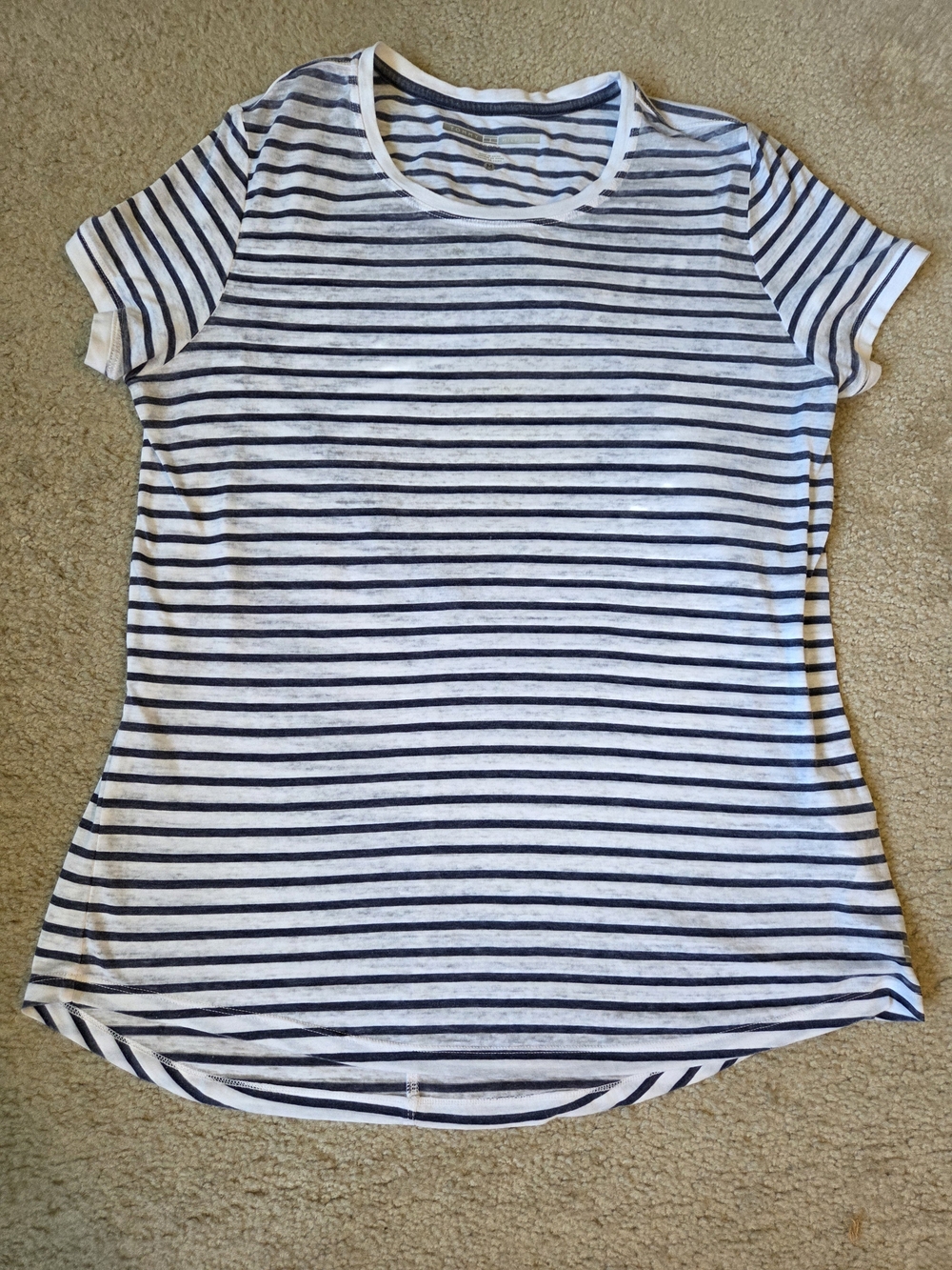Tommy Hilfiger Sport White and Navy Striped  Women's T-shirt Size M